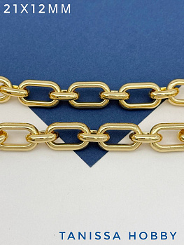 Цепочка якорная крупная овалы, 21х12мм, Категория В, позолота, 50см, СН165