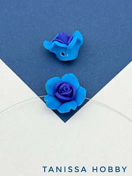 Бусина гавайский цветок, 20мм, полимерная глина, синий фиолетовый, П239