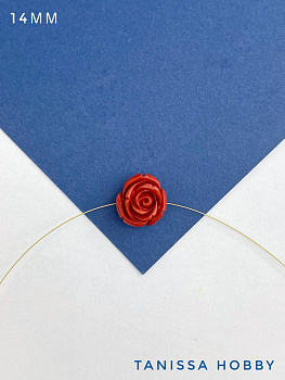 Бусина роза, 14мм, полимерная глина, красный, П277