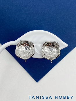 Швензы пусеты с рельефом, родий, Е815