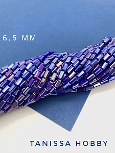 Хрусталь бусины трубочки, 6,5мм, фиолетовый АВ, нить, Х176