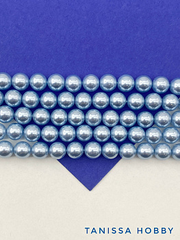 Жемчуг Майорка, голубой, Baby Blue, 8мм, нить, МА257