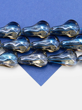 Хрусталь бусина Барочный жемчуг, синий АВ, 22х13мм, штука, Х225