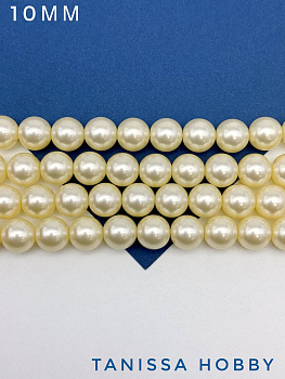 Жемчуг Майорка, круглый, сливочное масло, 10мм, нить, МА167