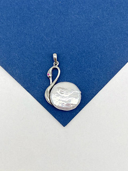 Подвеска лебедь для вклейки, 22х7мм, родий, В125