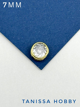 Подвеска бусина фианит в оправе, 7мм, позолота, А608