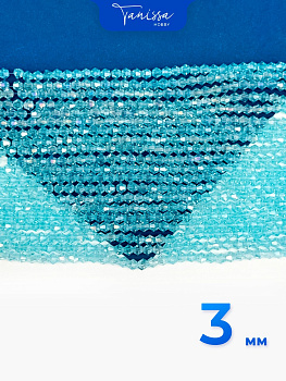 Хрусталь Биконусы 3мм, голубой АВ, нить, Х469