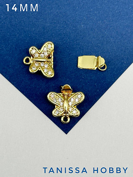Замок разъемный, бабочка, позолота, К618