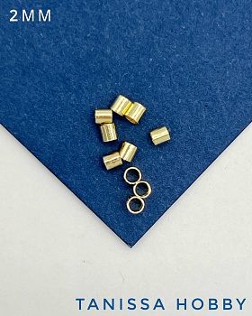 Кримпы трубочка 2мм позолота. Ю.Корея, М016