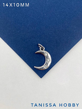 Подвеска луна месяц 14х10мм, родий, Ю726