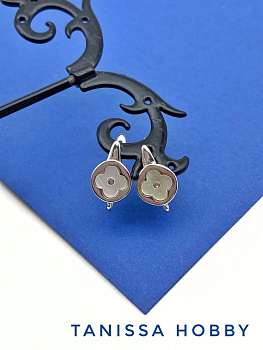 Швензы клевер перламутр, английский замок, родий, 614