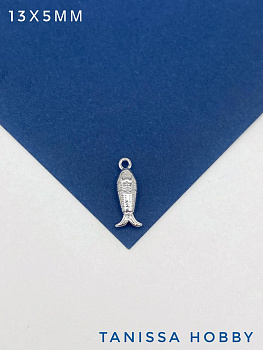 Подвеска рыба 13х5мм, родий, Ю814