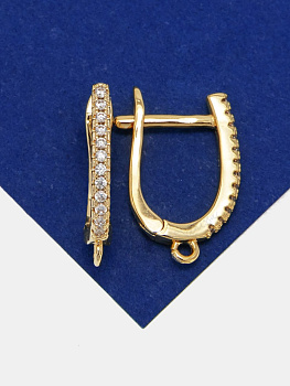 Швензы с фианитами английский замок, позолота, 135