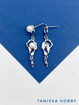 Швензы пусеты, основа для вклейки, родий, ШВ218