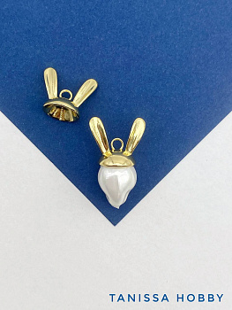 Подвеска зайчик, ушки зайца для вклейки, позолота, В407
