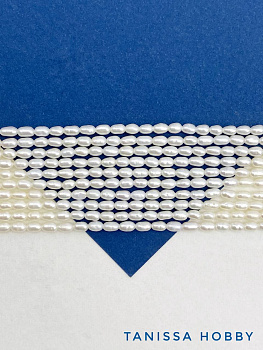 Жемчуг натуральный культивированный рис, 4мм, АА, нить, Ж116