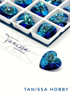 Подвеска кристалл сердце, Bermuda Blue, 14мм, Tanissa Crystals, СТ366
