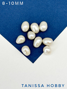 Жемчуг полупросверленный для вклейки, 8-10мм А, (культивированный) ПАРА, Ж141