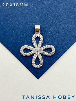 Подвеска четырехлистник клевер цветок, родий, А514