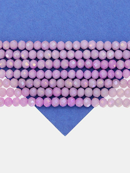 Хрусталь Рондели 4мм, фиолетовый АВ шайн, нить, Х501