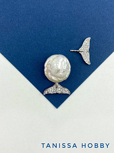 Плавник рыбка для вклейки, 16х7мм, штука, родий, В306