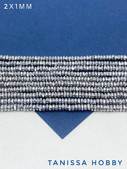 Гематин гематит бусины шайба, диск, огранка, серебро, 2,5мм, нить, ГТ119