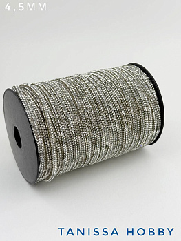 Стразовый шнур, прозрачный CRYSTAL, 4,5мм, полый, 10СМ, Л93