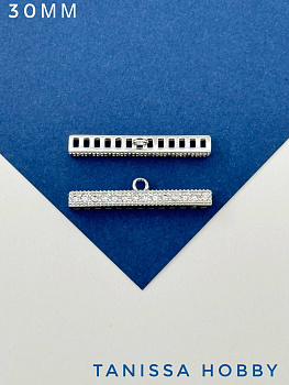 Коннектор концевик многорядный на 13 нитей, родий, Ю401