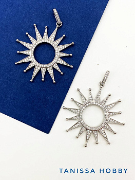 Подвеска солнце с фианитами, родий, А116