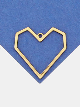 Подвеска графичное сердце рамка, 22мм, позолота, Ю423