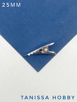 Зажим для одежды, брошь, замок крокодил, Категория В, 25мм, родий, штука, Л52