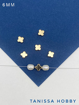 Разделители бусины клевер 6мм, ШТУКА, позолота, Р011