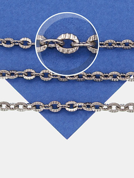 Цепочка якорная овалы огранка, 4х3,5мм, сталь, 50см, Ч842