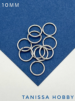 Соединительные колечки 10мм, толщина 1мм, 10 штук, родий, М213