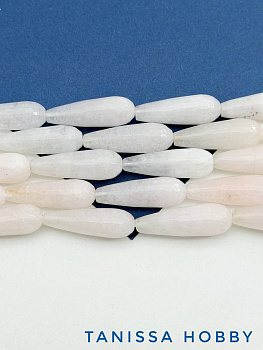 Розовый кварц огранка, бусина капля, 30х10мм, штука, Б289