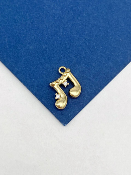 Подвеска нота с фианитами, 12мм, позолота, Р512