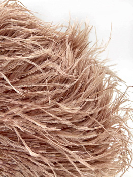 Перья на ленте страусиные бежевые, 10см, ПЕР019