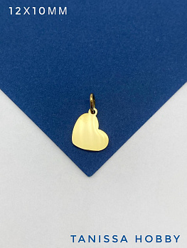 Подвеска сердце шильдик, 12х10мм, сталь, позолота, Ш224