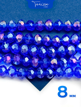 Хрусталь Рондели 8мм, синий АВ, нить. Х185