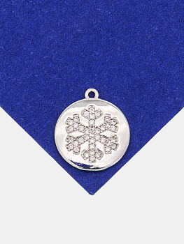 Подвеска снежинка с фианитами, 12мм, родий, А127