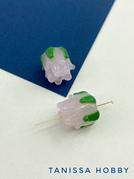 Бусина бутон розовый цветок, лэмпворк, 13мм, штука, Х258