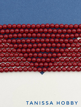 Жемчуг Майорка, круглый, красный вишневый, 4мм, нить, МА303