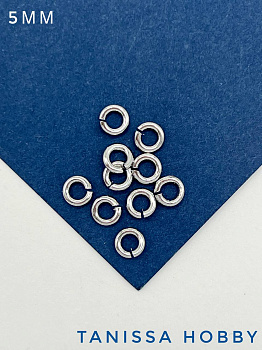 Соединительные колечки ТОЛСТЫЕ 5мм, родий, 10шт, Ю. Корея. М715