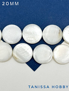 Перламутр бусины монетка, таблетка, 20мм, 1/2 нити, ПМ095