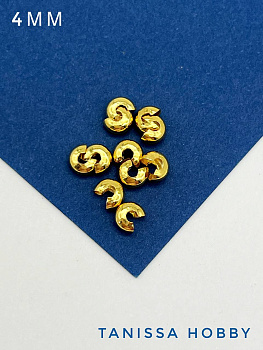 Зажимная укрывная бусина 4мм, позолота, М316