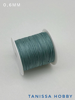 Шнур шамбала нейлоновый для браслетов 0,6мм бирюзовый, КАТУШКА 35м, Ц032