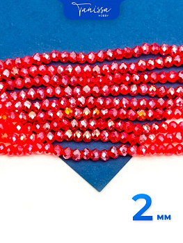 Хрусталь Рондели 2мм, красный АВ, нить. Х039
