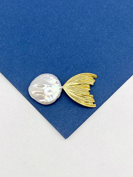 Плавник рыбка для вклейки, 18х19мм, штука, позолота, В110