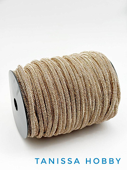 Стразовый шнур, бежевый SILK, 5мм, полый, 10СМ, Л63
