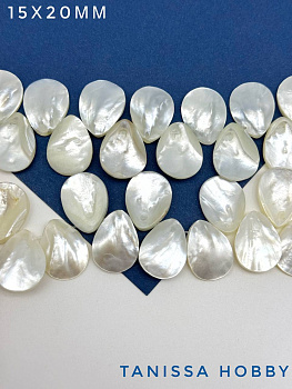 Перламутр бусина лепесток, капля, 15х20мм, штука, ПМ093